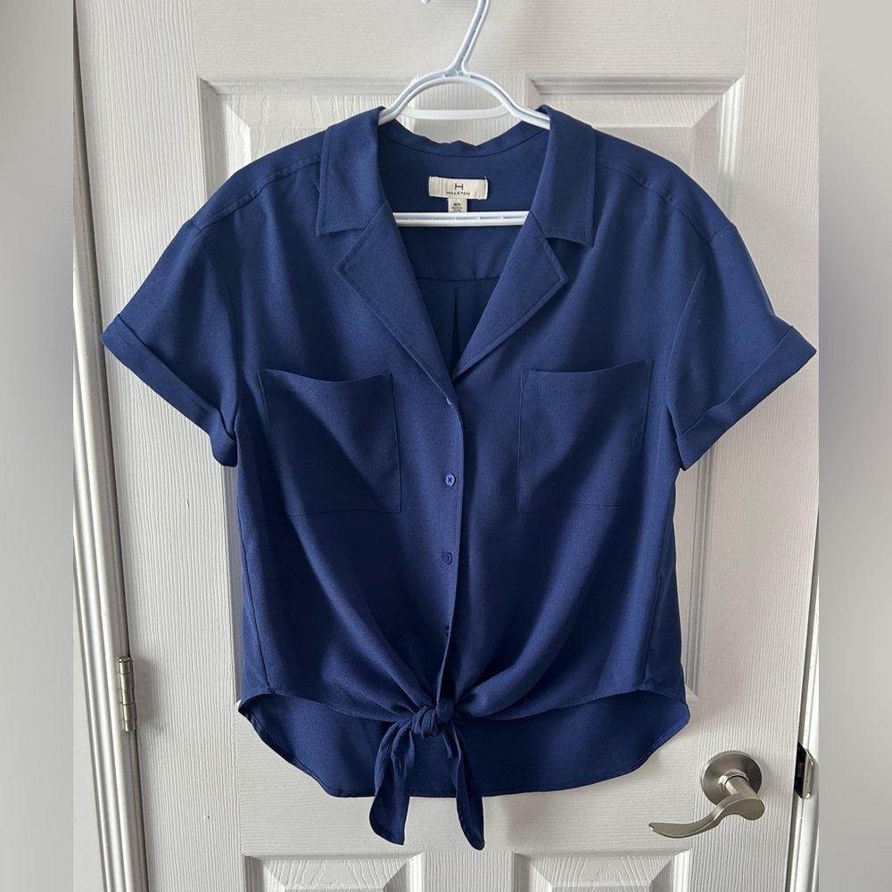 H by Halston Deep Blue Button-Down Shirt